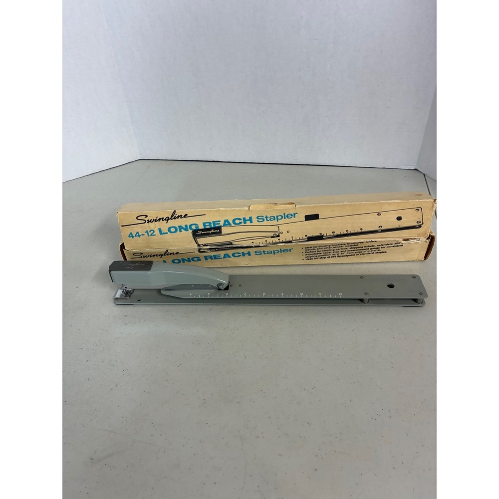 Vintage Swingline 44-12 Long Reach Stapler 12 Inch Throat Gray Metal with Box